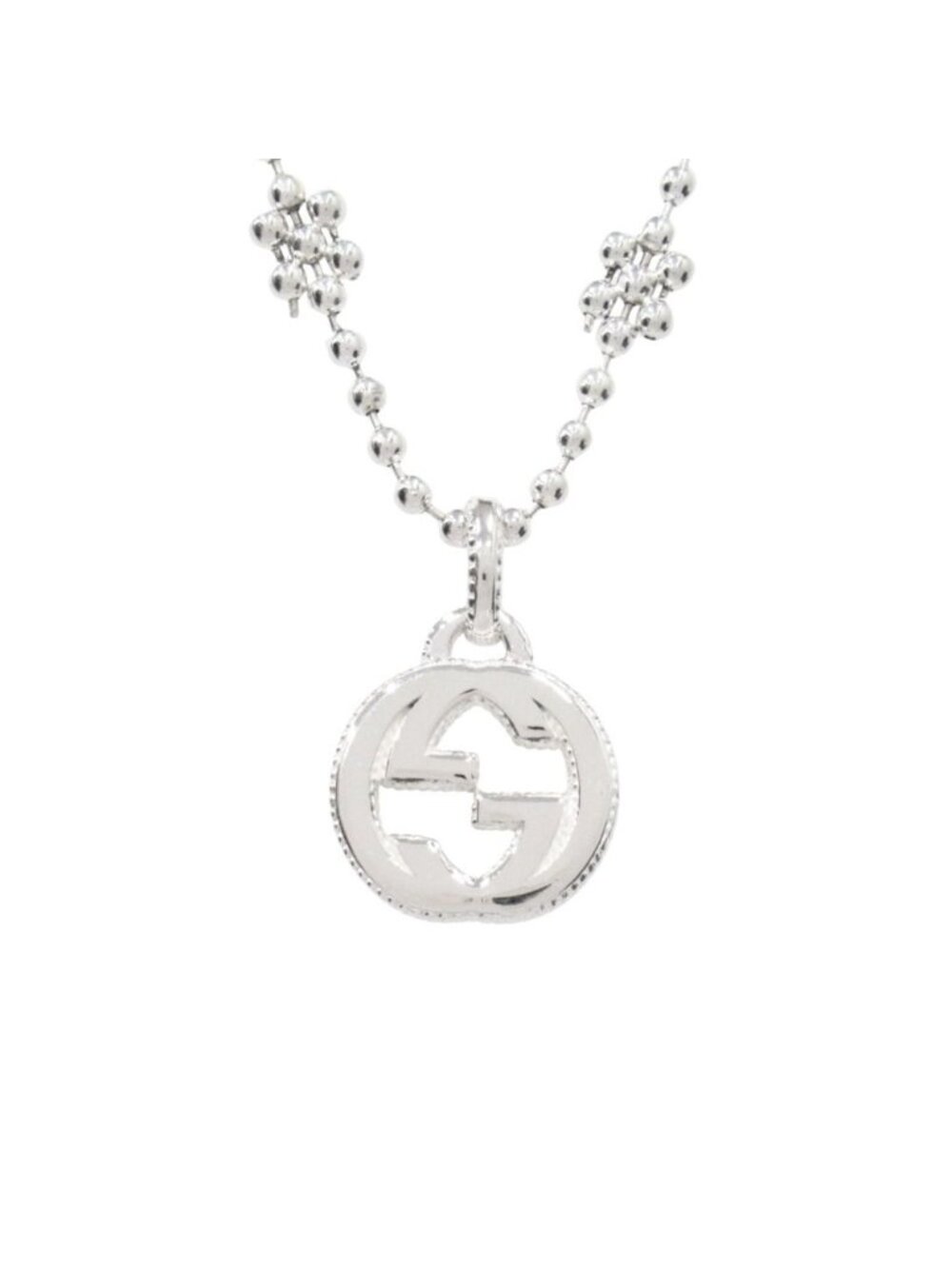 Gucci Polished Interlocking Flower Motif Necklace Silver